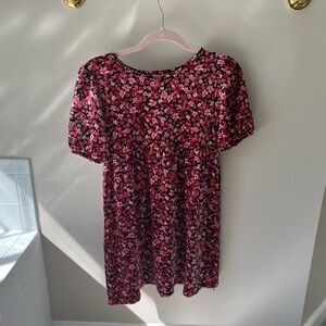Black dresses with red and pink flowers size XL in kids